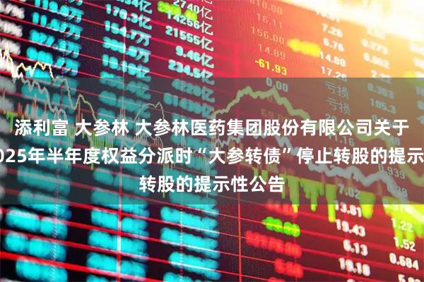 添利富 大参林 大参林医药集团股份有限公司关于实施2025年半年度权益分派时“大参转债”停止转股的提示性公告