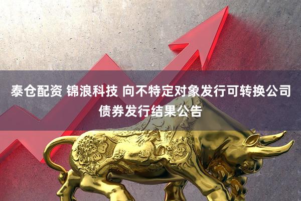 泰仓配资 锦浪科技 向不特定对象发行可转换公司债券发行结果公告
