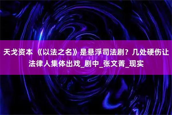 天戈资本 《以法之名》是悬浮司法剧？几处硬伤让法律人集体出戏_剧中_张文菁_现实