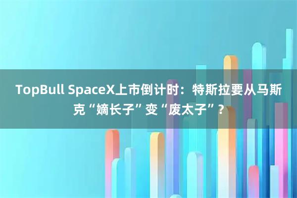 TopBull SpaceX上市倒计时：特斯拉要从马斯克“嫡长子”变“废太子”？