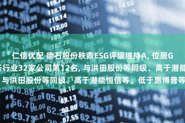 仁信优配 德石股份秩鼎ESG评级维持A, 位居GICS三级能源设备与服务行业32家公司第12名, 与洪田股份等同级、高于潜能恒信等、低于惠博普等